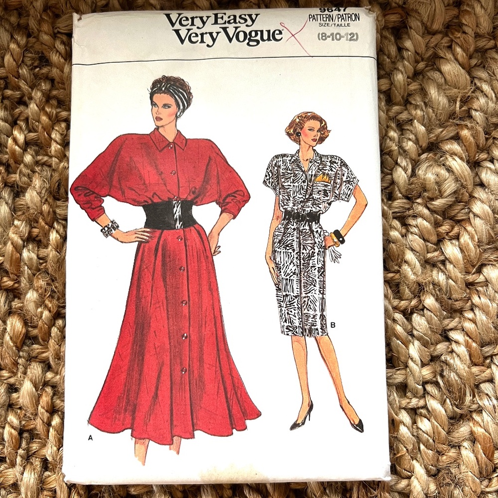 Very Easy Very Vogue pattern Dolman sleeve flaired button up dress
